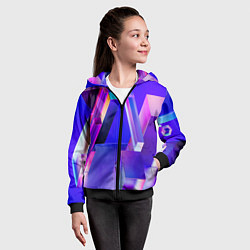 Толстовка на молнии детская Синие и розовые прямоугольники, цвет: 3D-черный — фото 2
