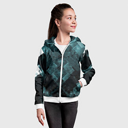 Толстовка на молнии детская Голубые и чёрные полоски, цвет: 3D-белый — фото 2