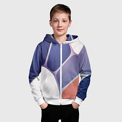 Толстовка на молнии детская Узор из синих, фиолетовых, белых и оранжевых камне, цвет: 3D-белый — фото 2