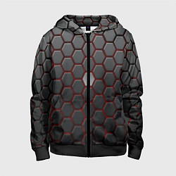 Толстовка на молнии детская Броня из стали, цвет: 3D-черный