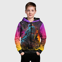 Толстовка на молнии детская Адский самурай, цвет: 3D-черный — фото 2