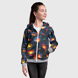 Толстовка на молнии детская Светящиеся цветы, цвет: 3D-меланж — фото 2