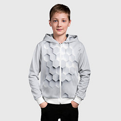 Толстовка на молнии детская Серый соты, цвет: 3D-белый — фото 2