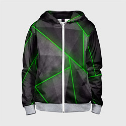 Толстовка на молнии детская Stripes Abstract green, цвет: 3D-меланж