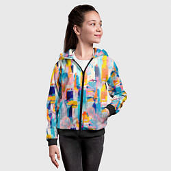 Толстовка на молнии детская Живописные мазки краски, цвет: 3D-черный — фото 2