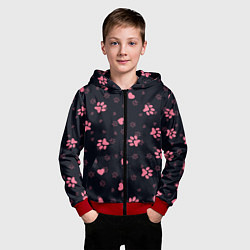 Толстовка на молнии детская Лапки котиков, цвет: 3D-красный — фото 2