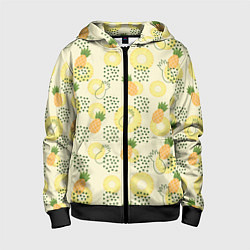 Детская толстовка на молнии Узор из ананасов на желтом фоне