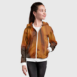 Толстовка на молнии детская Абстрактная огненно-деревянная броня, цвет: 3D-белый — фото 2