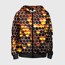 Толстовка на молнии детская Медовые пчелиные соты, цвет: 3D-черный
