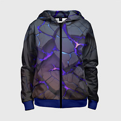 Толстовка на молнии детская Светящаяся неоновая лава, цвет: 3D-синий