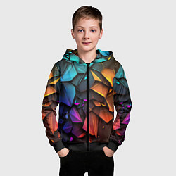 Толстовка на молнии детская Неоновая абстрактная чешуя дракона, цвет: 3D-черный — фото 2