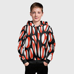 Толстовка на молнии детская Красные и черные сетчатые прожилки, цвет: 3D-черный — фото 2