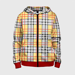 Толстовка на молнии детская Светлые квадраты и линии, цвет: 3D-красный
