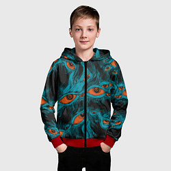 Толстовка на молнии детская Винтажные глаза пиксельные, цвет: 3D-красный — фото 2