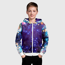 Толстовка на молнии детская Звездочки - космическое небо, цвет: 3D-белый — фото 2