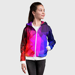 Толстовка на молнии детская Битва градиентов неон, цвет: 3D-белый — фото 2