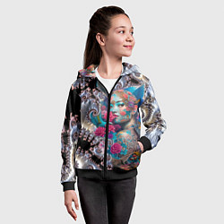 Толстовка на молнии детская Japanese beauty - irezumi, цвет: 3D-черный — фото 2