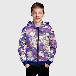 Толстовка на молнии детская Японские девушки в стиле анимэ, цвет: 3D-синий — фото 2
