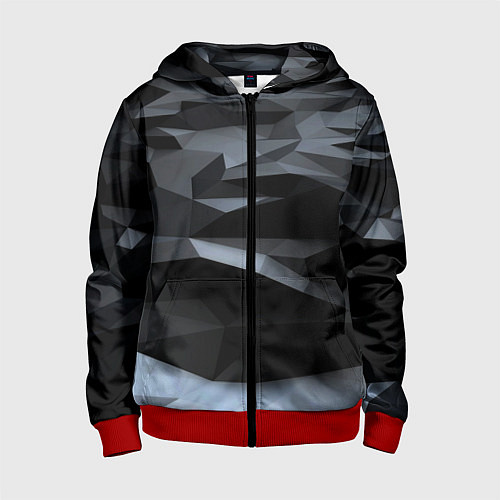 Детская толстовка на молнии Хромированные осколки броня / 3D-Красный – фото 1