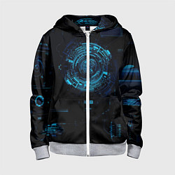 Толстовка на молнии детская Кибер абстракт, цвет: 3D-меланж