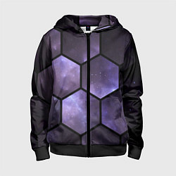 Толстовка на молнии детская Звездные соты, цвет: 3D-черный
