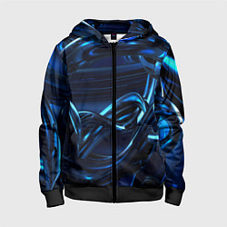 Толстовка на молнии детская Фрактальный узор волны, цвет: 3D-черный