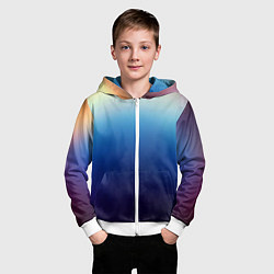 Толстовка на молнии детская Blue gradient colors, цвет: 3D-белый — фото 2