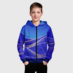 Толстовка на молнии детская Волновая растровая композиция, цвет: 3D-синий — фото 2