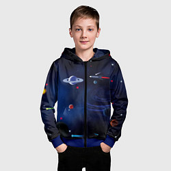 Толстовка на молнии детская Космос, планеты, ракета, цвет: 3D-синий — фото 2
