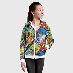 Толстовка на молнии детская Guitars - pop art pattern, цвет: 3D-белый — фото 2