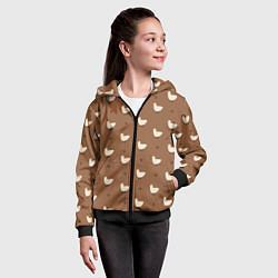 Толстовка на молнии детская Гуси и травка - паттерн коричневый, цвет: 3D-черный — фото 2