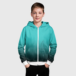 Толстовка на молнии детская Силуэт лисы на градиентном фоне, цвет: 3D-белый — фото 2
