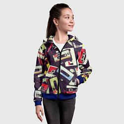 Толстовка на молнии детская Кассета 90-е, цвет: 3D-синий — фото 2