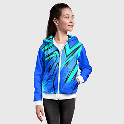 Толстовка на молнии детская Sport uniform - синие брызки, цвет: 3D-белый — фото 2