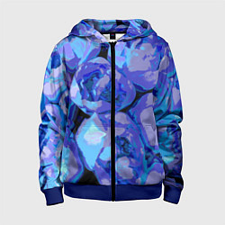 Толстовка на молнии детская Синие розы стиль, цвет: 3D-синий