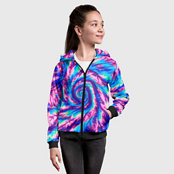 Толстовка на молнии детская Тай-дай розово-голубой, цвет: 3D-черный — фото 2