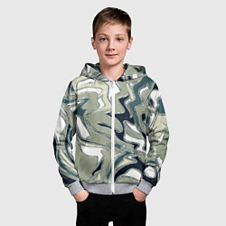 Толстовка на молнии детская Абстракция оливковый, цвет: 3D-меланж — фото 2