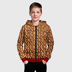Толстовка на молнии детская Медовый паттерн, цвет: 3D-красный — фото 2