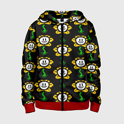 Толстовка на молнии детская Undertale - flowey smile, цвет: 3D-красный