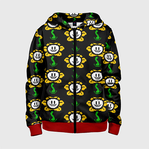 Детская толстовка на молнии Undertale - flowey smile / 3D-Красный – фото 1