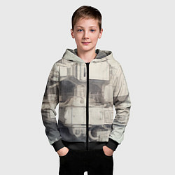 Толстовка на молнии детская Футуристическая архитектура будущего, цвет: 3D-черный — фото 2