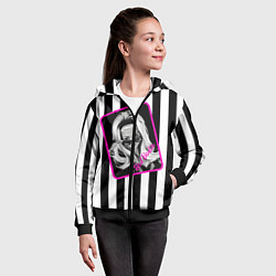Толстовка на молнии детская Барби и полосы, цвет: 3D-черный — фото 2