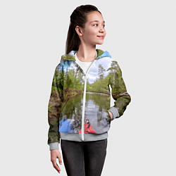 Толстовка на молнии детская Красная байдарка, цвет: 3D-меланж — фото 2