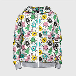 Толстовка на молнии детская Весёлые монстры, цвет: 3D-меланж