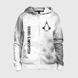 Толстовка на молнии детская Assassins Creed glitch на светлом фоне: надпись, с, цвет: 3D-белый