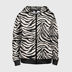 Толстовка на молнии детская Полосатая шкура зебры, белого тигра, цвет: 3D-черный