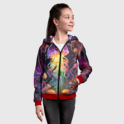 Толстовка на молнии детская Фантастическая медуза, цвет: 3D-красный — фото 2