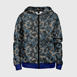 Толстовка на молнии детская Камуфляж сеточный, цвет: 3D-синий