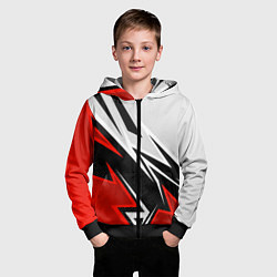 Толстовка на молнии детская Бело-красная униформа для зала, цвет: 3D-черный — фото 2