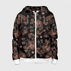 Толстовка на молнии детская Слон индийский, цвет: 3D-белый